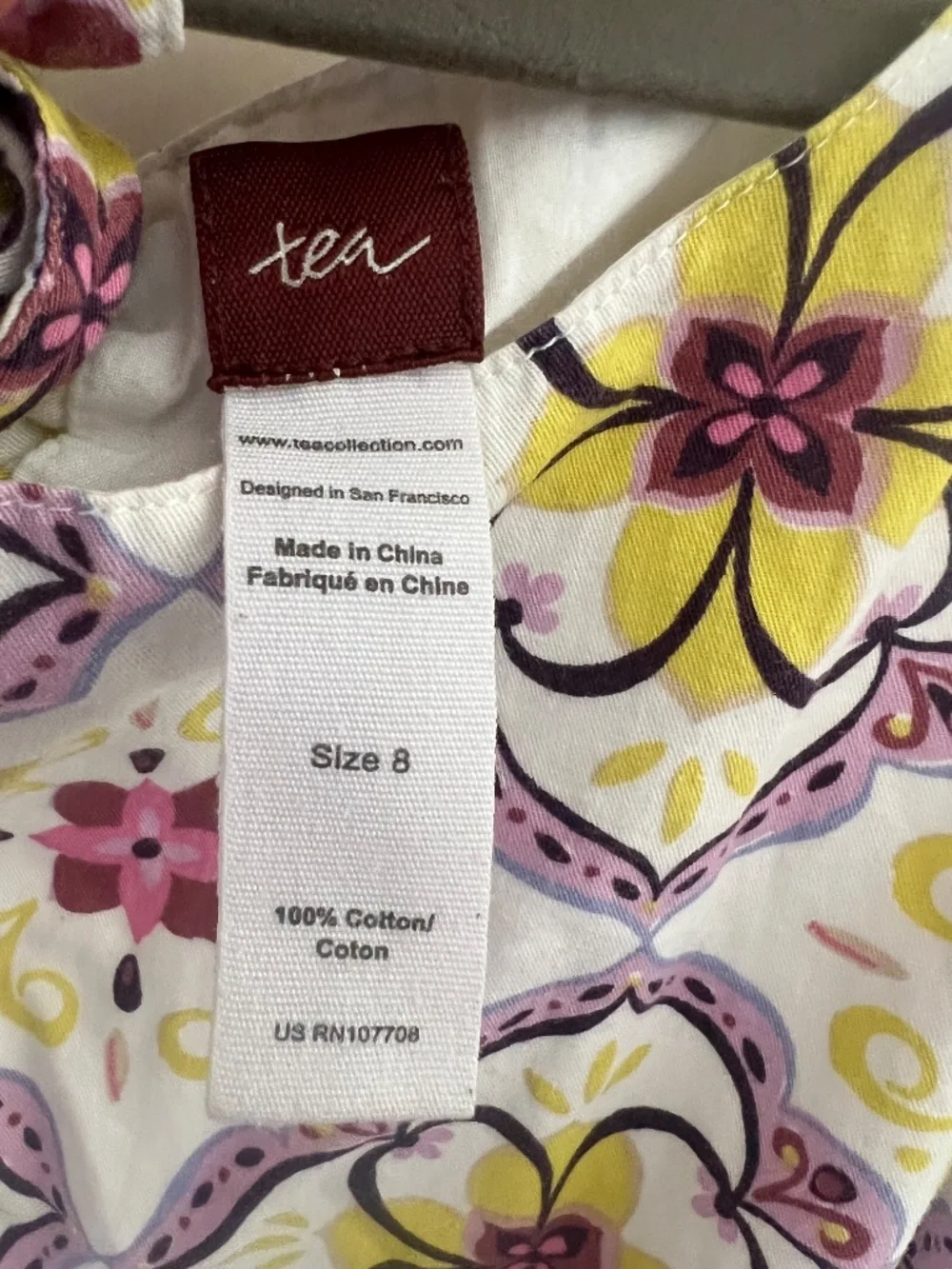 Tea Collection Floral Dress Girls Size 8 100% Cotton Pockets Tie Back - Picture 5 of 5